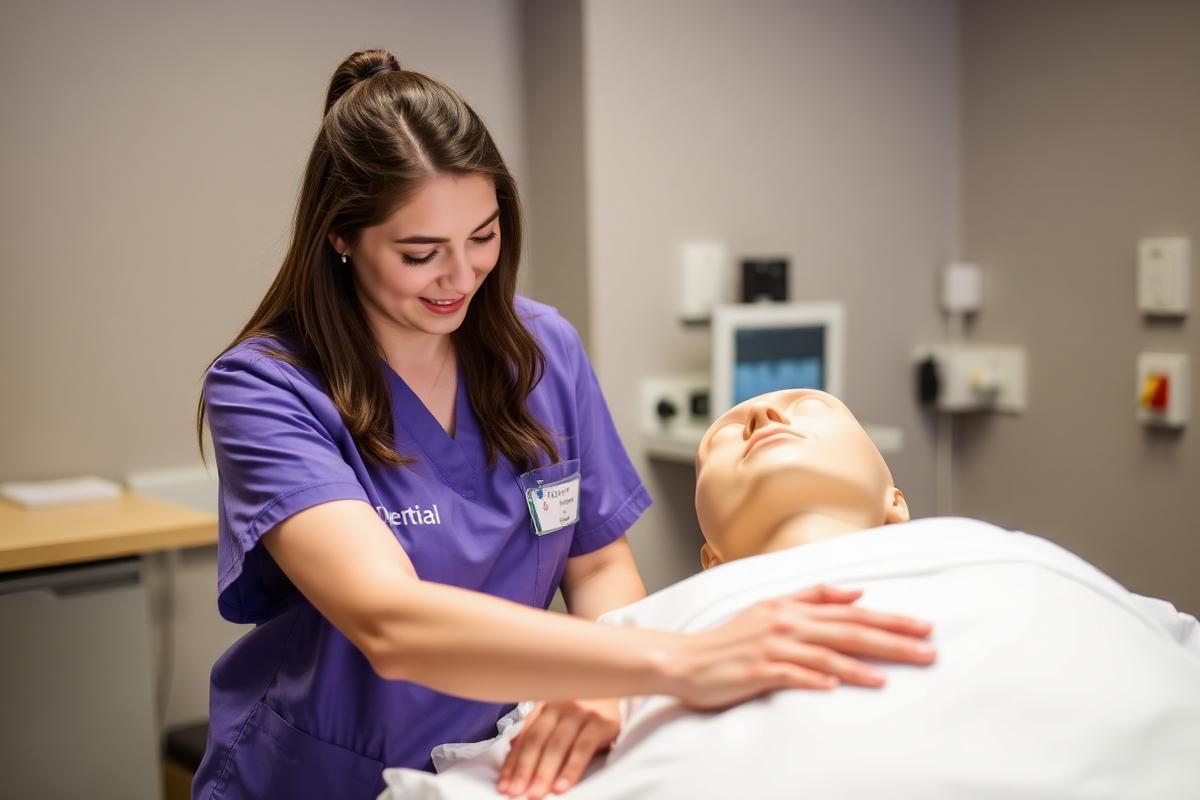 Students practising in the training laboratory